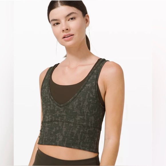 lululemon athletica Tops - Lululemon Power Pivot Tank Crop Tough Heathered Black Asphalt Grey Size 8